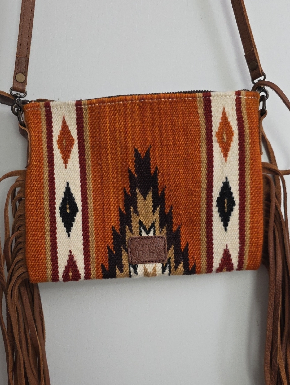 American Darling Fringed Southwestern Crossbody Bag in Rust